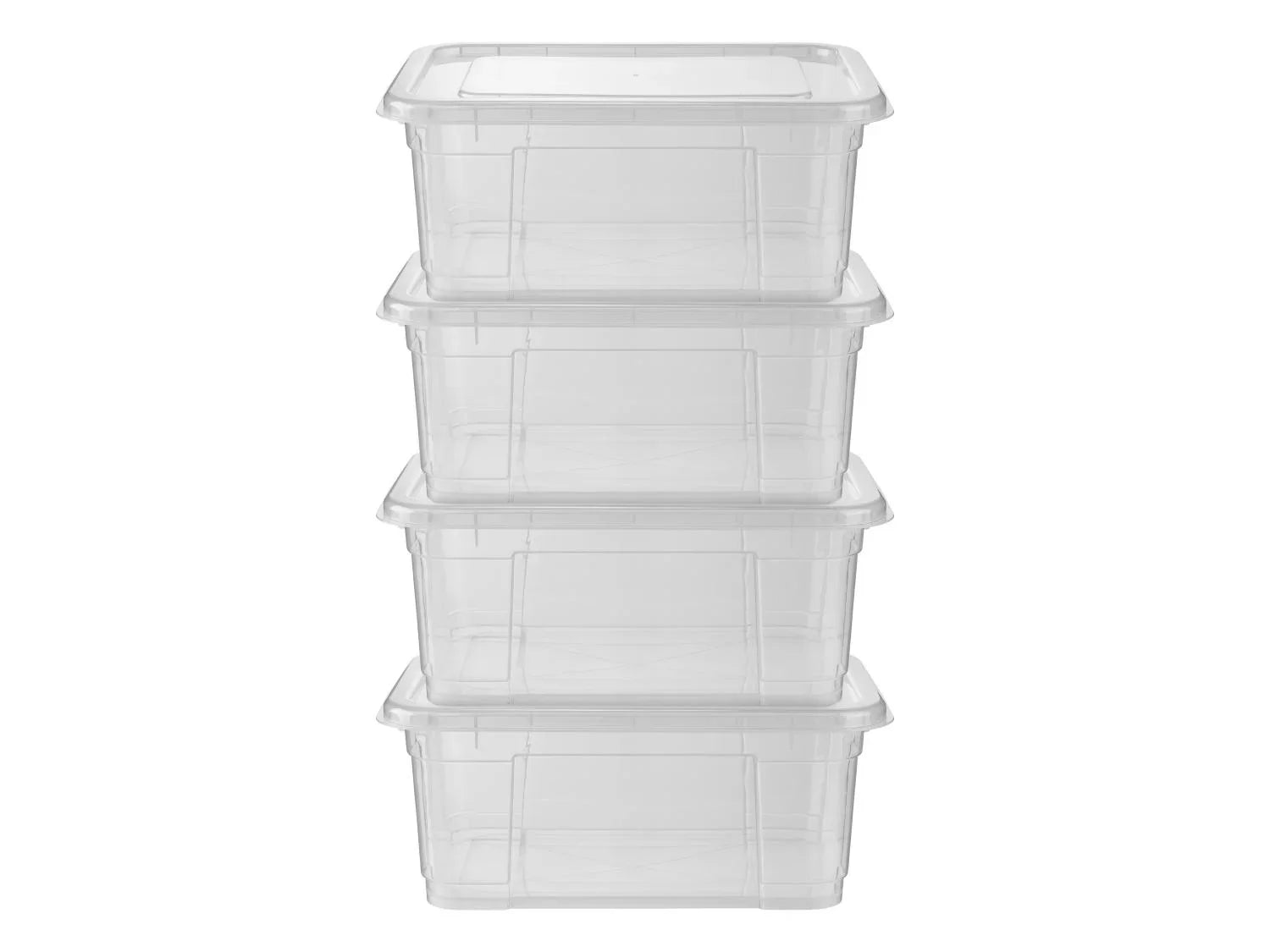 W5 Lot de 4 botes de rangement avec couvercle, 11 l