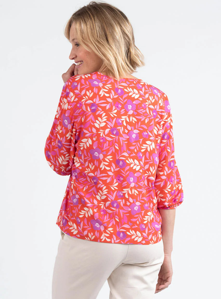 Blouse femme viscose floral rose violine