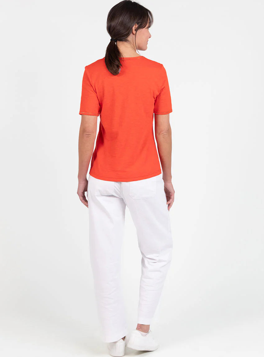 Tee-shirt femme en coton orange agrume