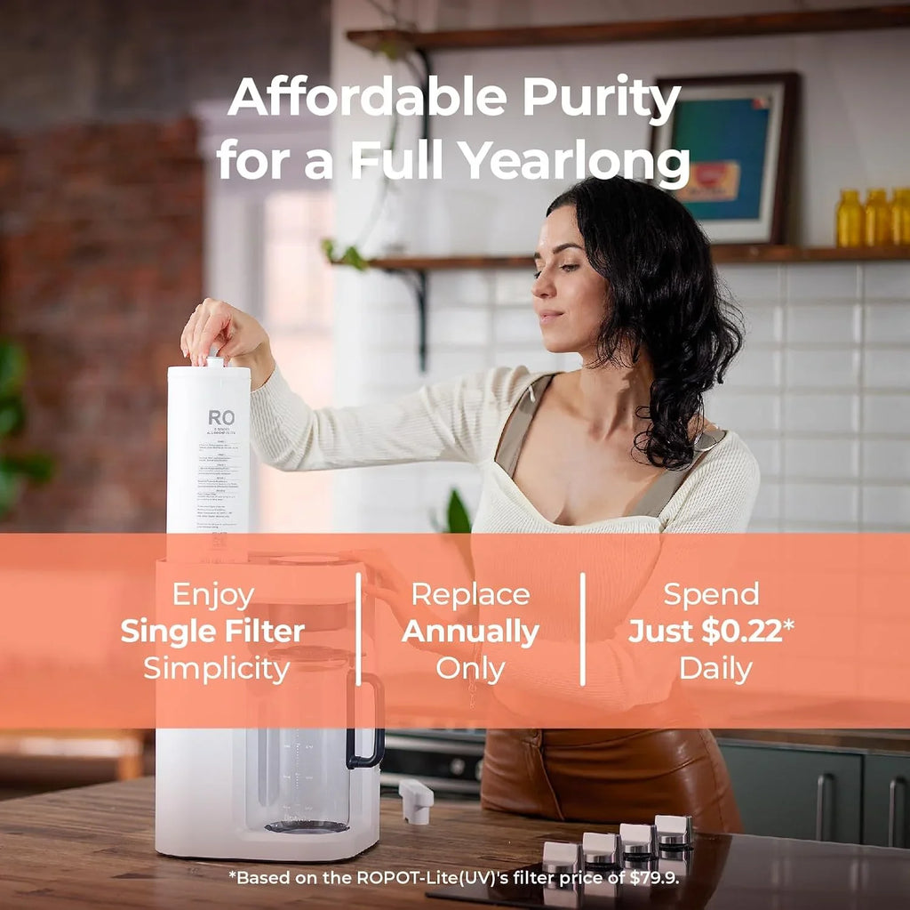 Bluevua RO100ROPOT-Lite(UV) reverse osmosis system countertop water purifier 7-stage purification