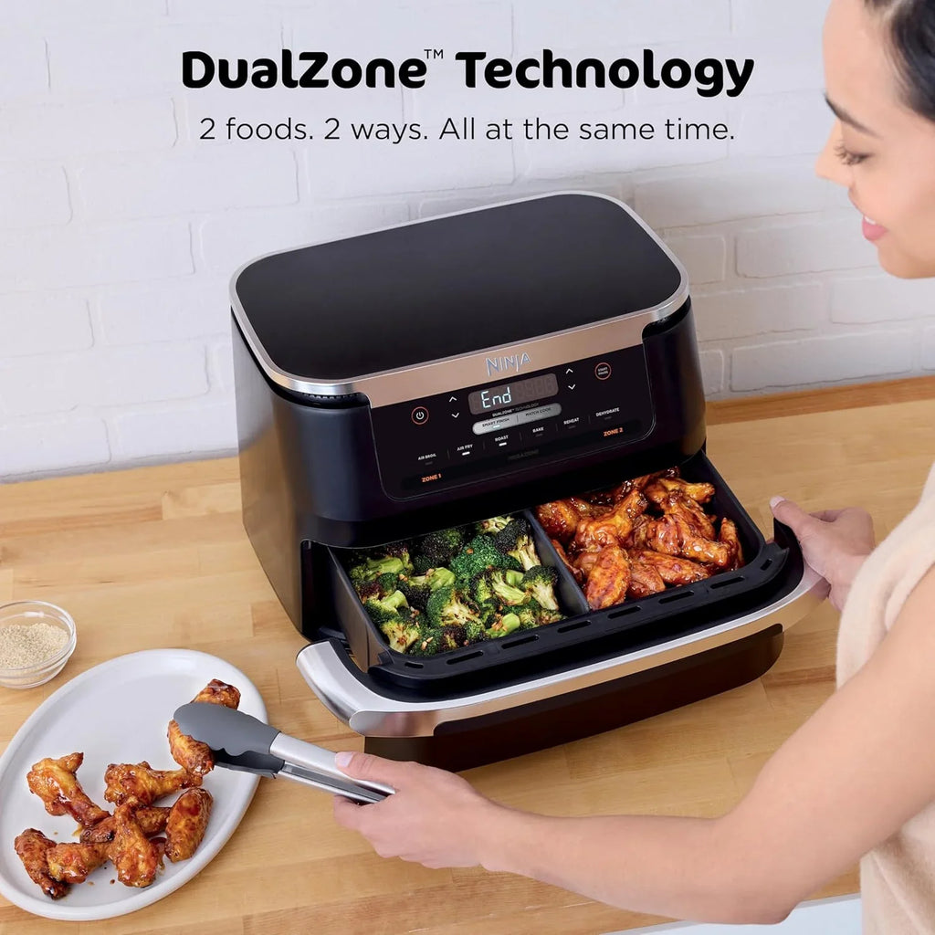 Ninja Foodi 6-in-1 FlexBasket Air Fryer with 7 QT MegaZone Basket Divider for Large Proteins
