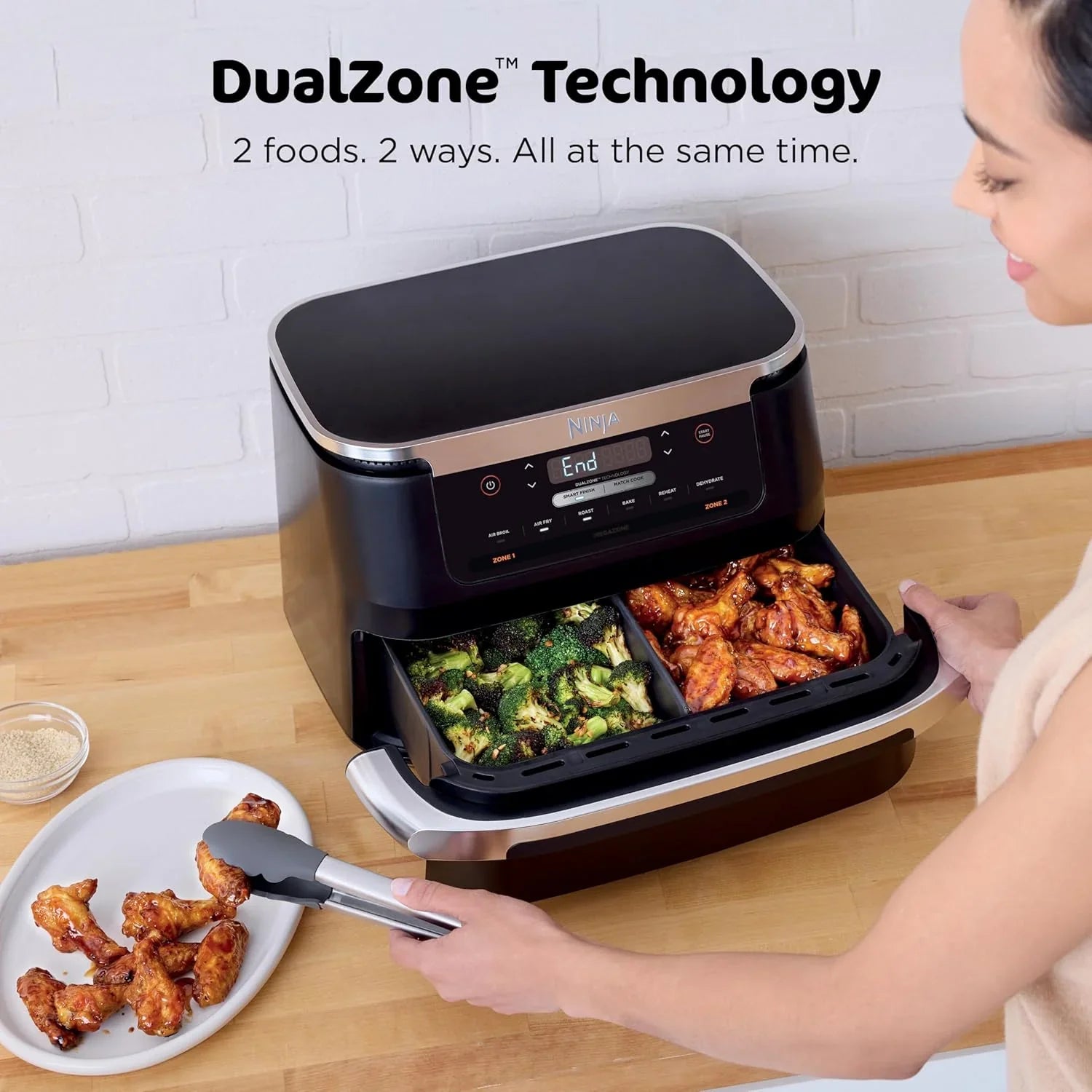 Ninja Foodi 6-in-1 FlexBasket Air Fryer with 7 QT MegaZone Basket Divider for Large Proteins