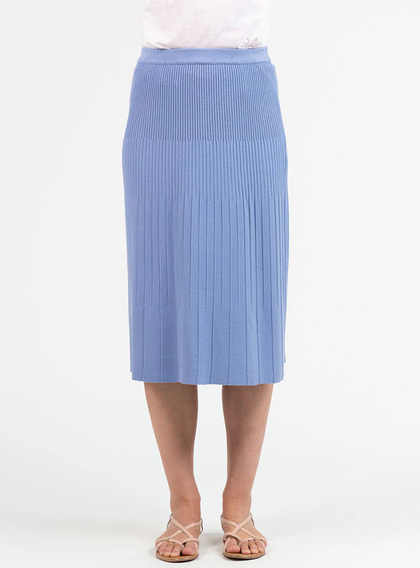 Jupe plissée femme fluide en viscose bleu aster
