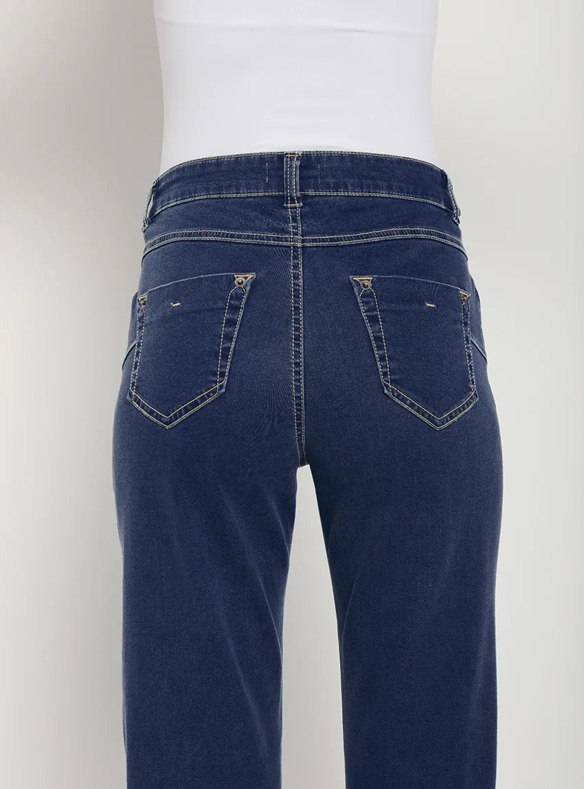 Jean femme taille haute bleu indigo
