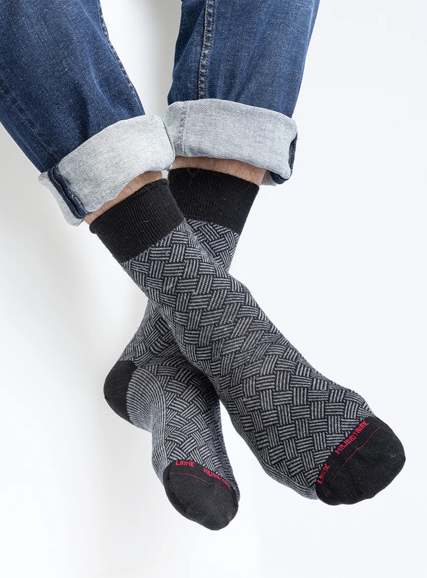 Mi-chaussettes mixtes jacquard noir