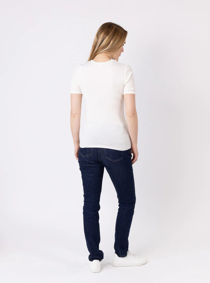 Tee-shirt  thermique femme en laine merinos blanc naturel