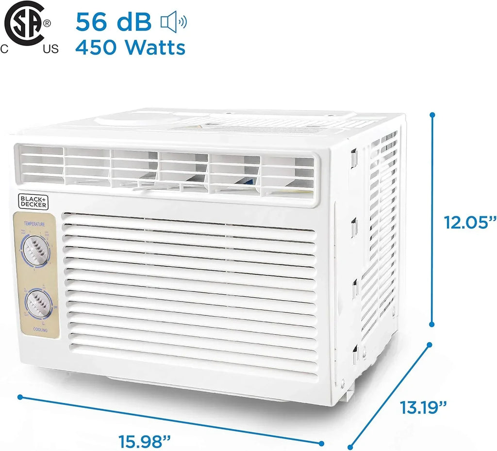BLACK+DECKER Window Air Conditioner 5000 BTU Cools Up to 150 Square Feet AC Mechanical Controls