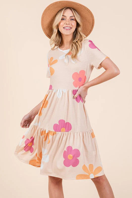 Sophie Paris | Robe à volants Bombom Floral avec col rond