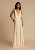 Robe Maxi Blanche à Col V Profond en Dentelle, Fluide, à Bretelles, Robe de Vacances