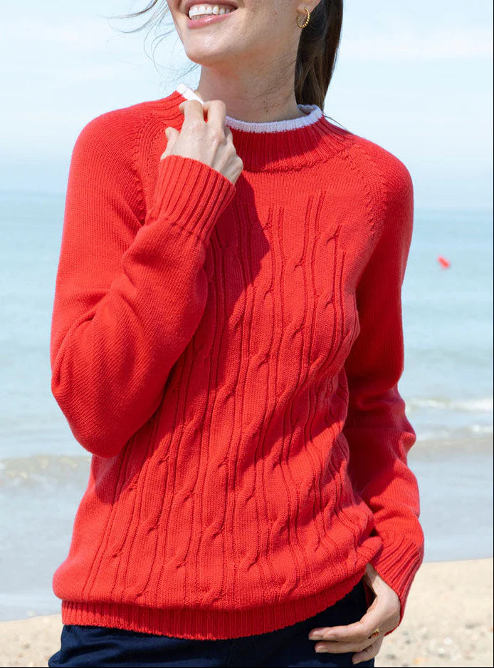 Pull femme en laine mérinos rouge doux
