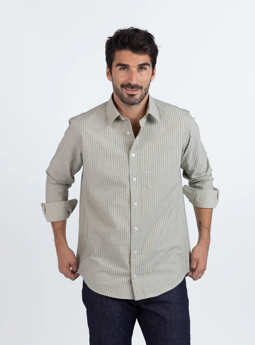 Chemise homme en coton vert tilleul
