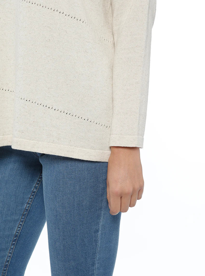 Pull femme coupe ample coton et lin beige nature