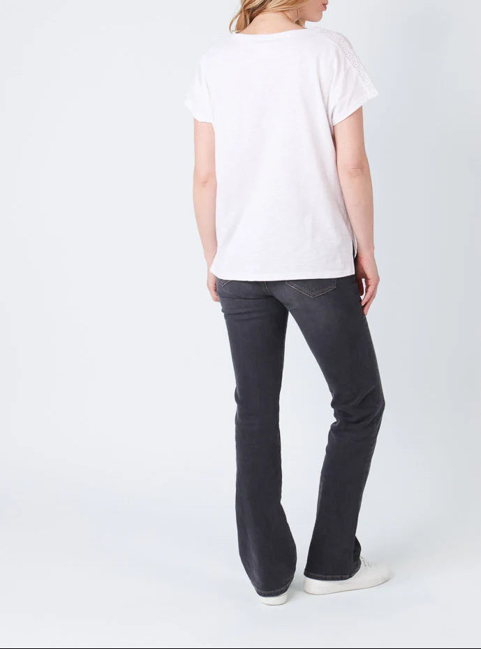 Pantalon bootcut femme gris foncé en coton