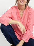 Chemisier femme en coton rose corail