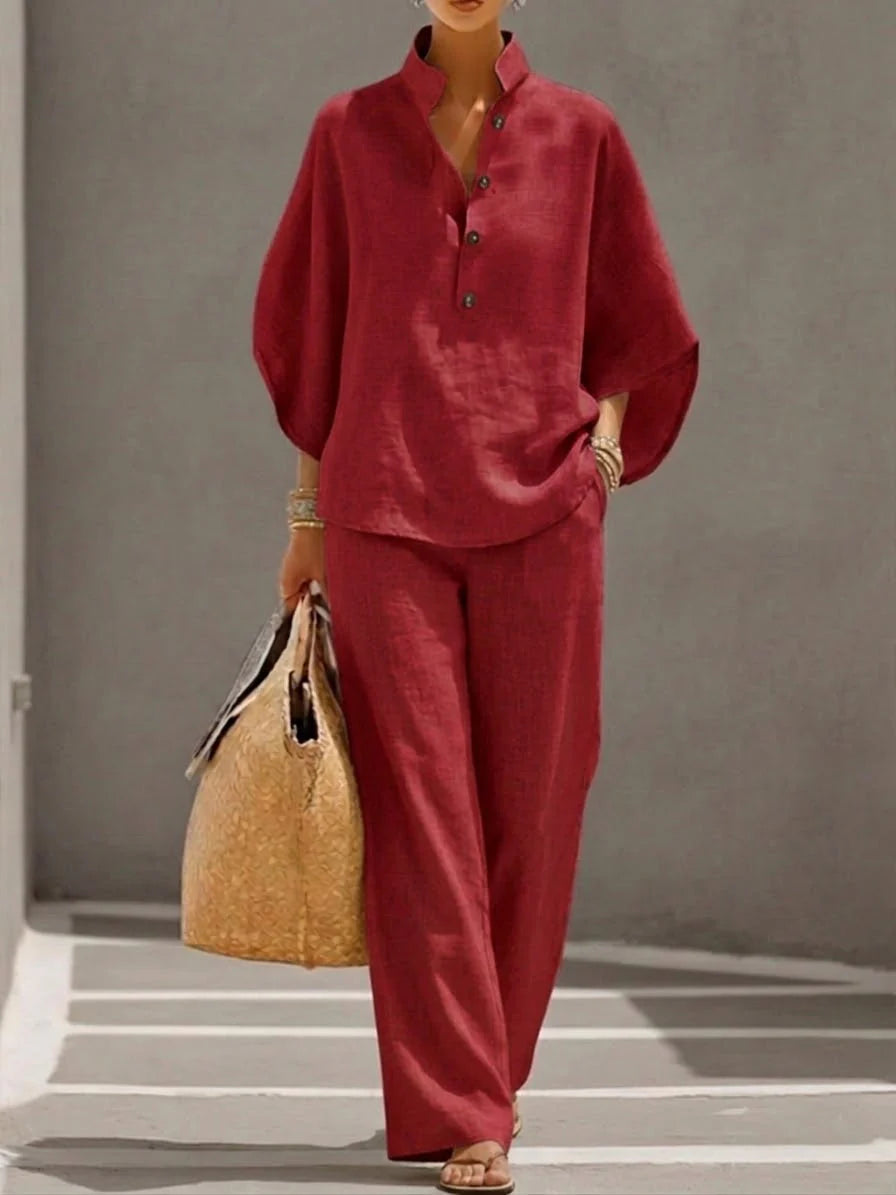 Mariel | Ensemble avec manches chauve-souris et pantalon ample.