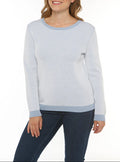 Pull femme maille anglaise bleu ciel
