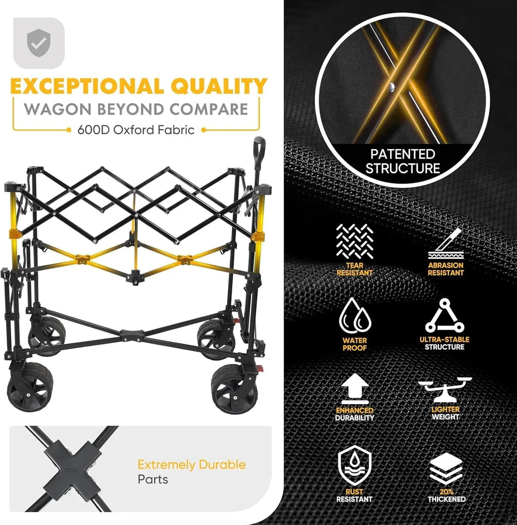400L Large Capacity Folding Double Decker Wagon with Brakes 50 Extra Long Extender Cart