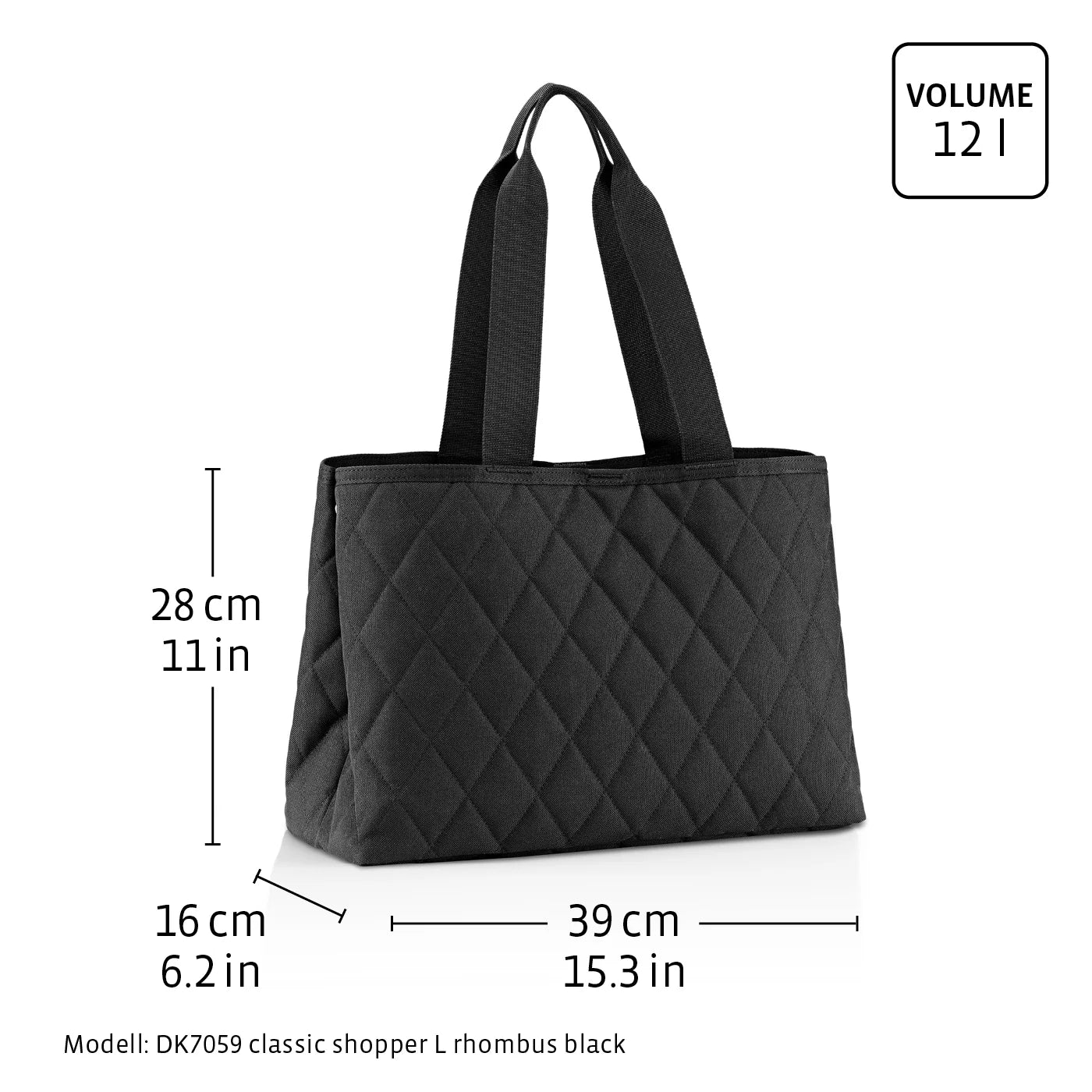 Classic Shopper L Rhombus Black
