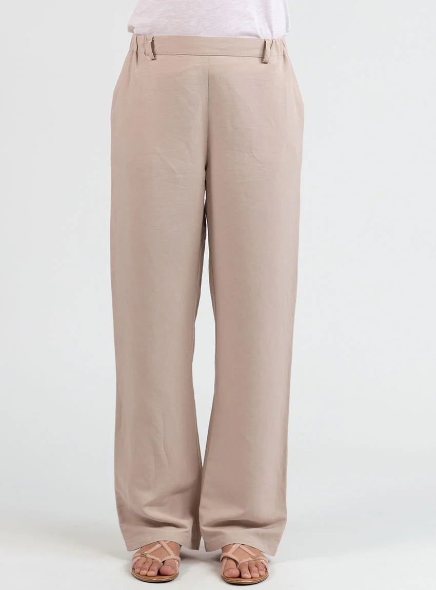 Pantalon femme large lin beige