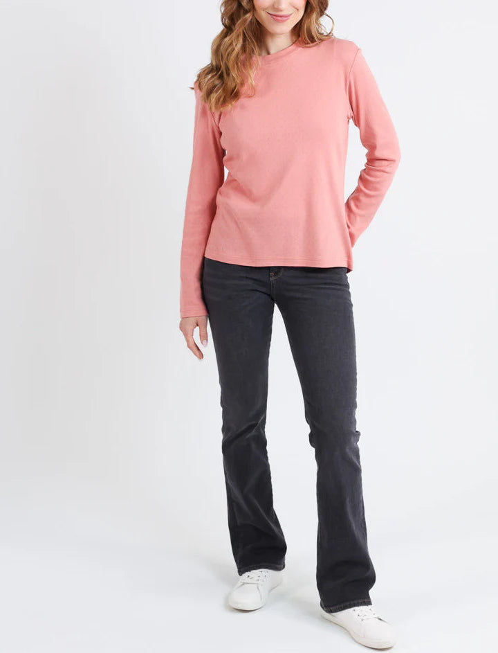 T-shirt femme col montant en coton rose