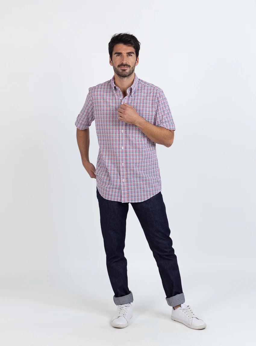 Chemise homme coton rouge doux