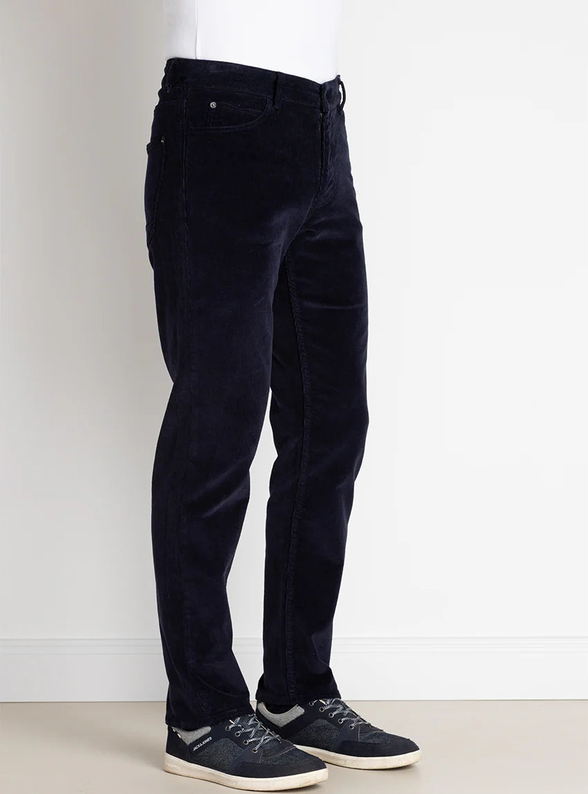 Pantalon homme velours côtelé en coton Bleu Marine