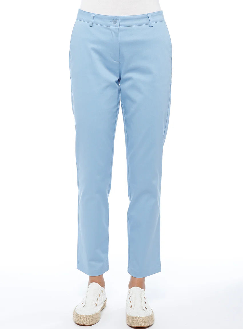 Pantalon chino femme en coton bleu
