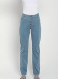 Jean femme taille haute bleu indigo clair