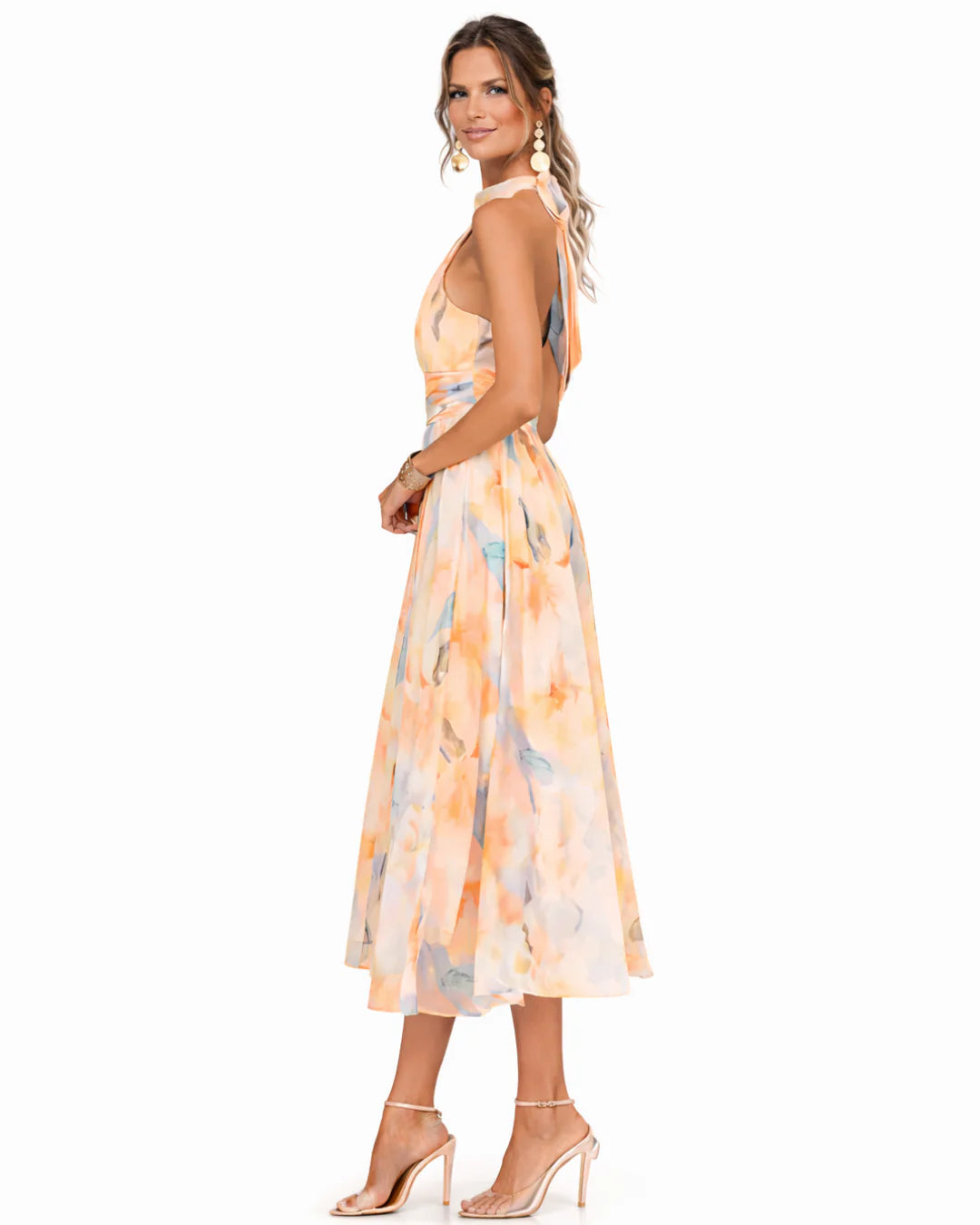 Aurora - Robe à Col Halter et Imprimé Aquarelle