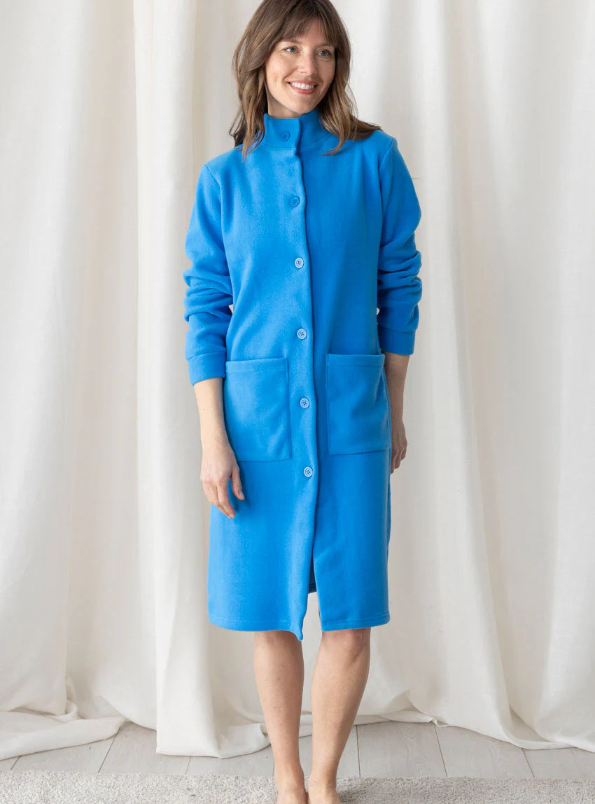 Robe de chambre femme polaire en polyester bleu azur