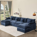 108 U Shaped Couch, Modular Sectional Sofa, 3-Seater Comfy Cloud Couch with Movable Ottoman, Deep Seat Couches for Living Room, Chenille, Slate
