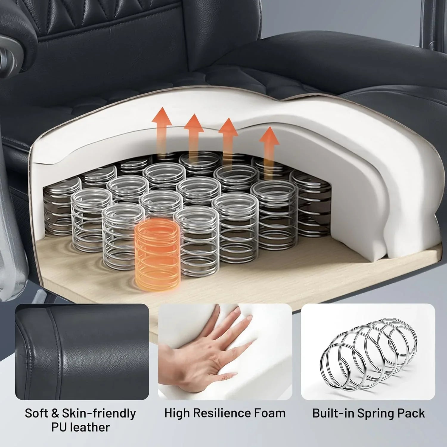 Massage Office Chair with Heating and Footrest Ergonomic Executive Reclining Office Chair