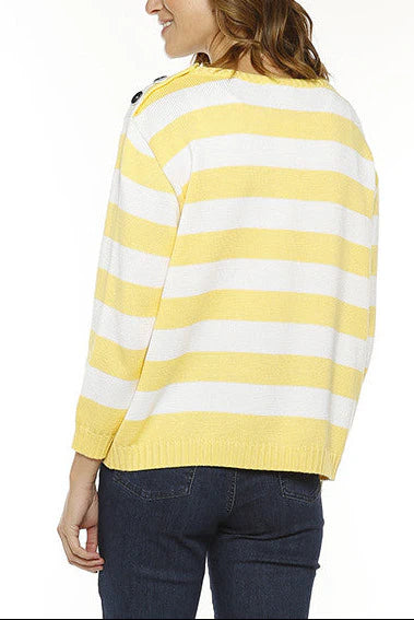 Pull marinière français - JAUNE CITRON