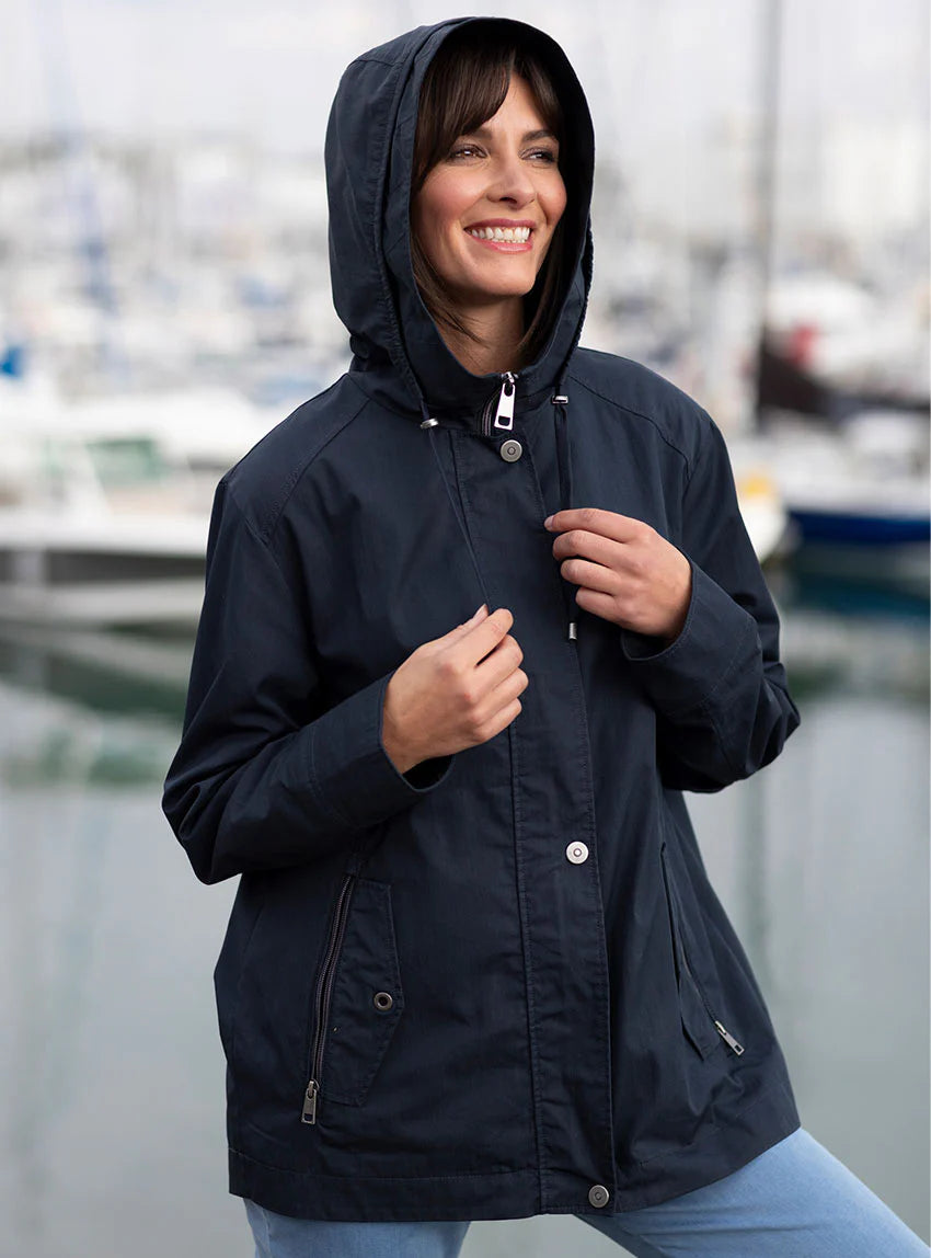 Parka femme à capuche bleu marine
