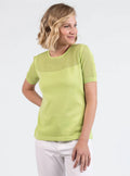 Pull femme ajouré coton vert anis