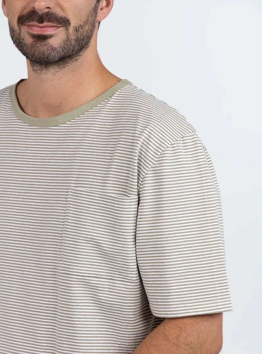 Pyjashort homme en coton rayé vert tilleul