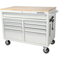 46-in W x 24.5-in D 9-Drawer Mobile Workbench with Hardwood Top and Power Station – Gloss Black