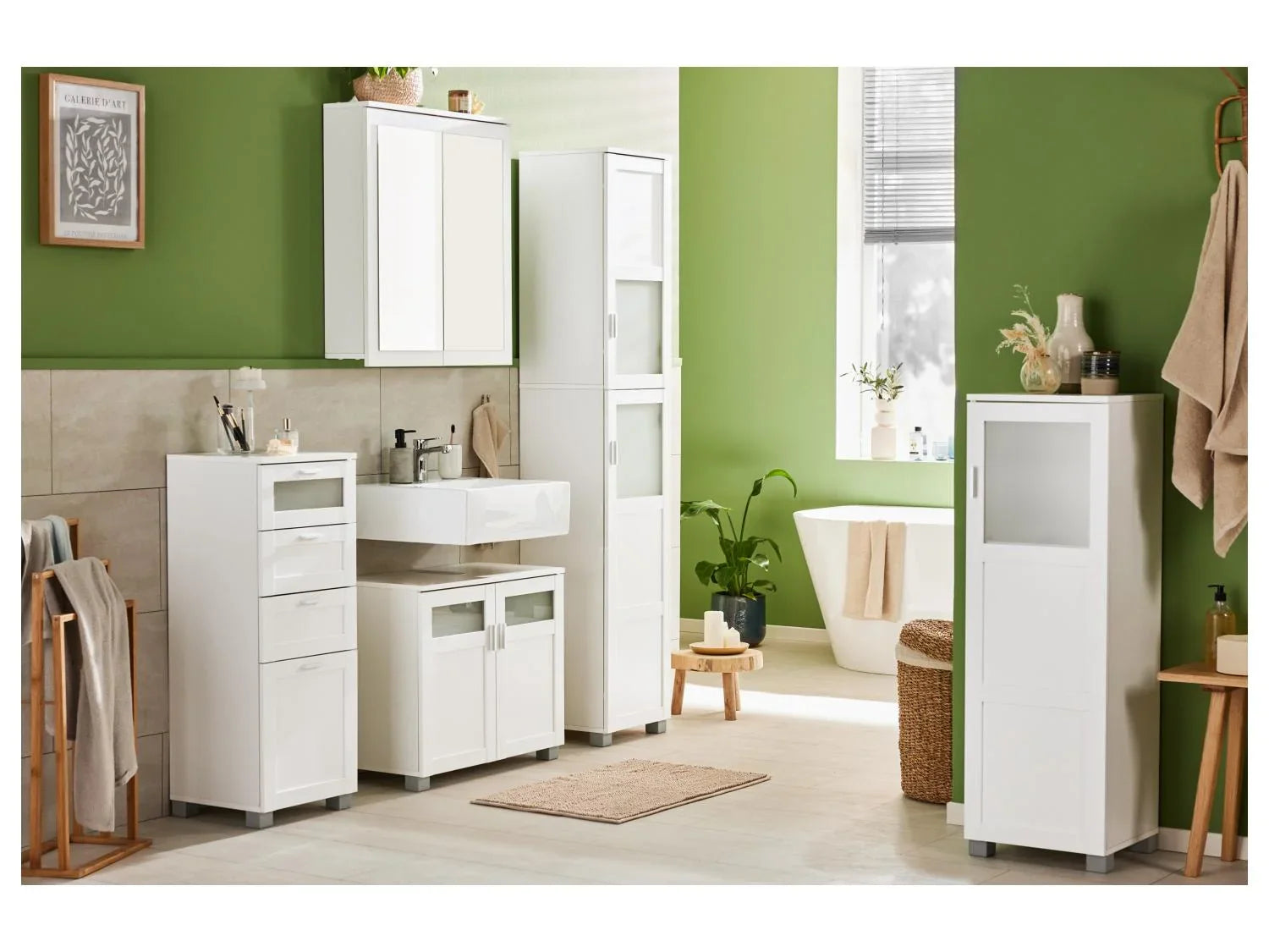 LIVARNO home Meuble de salle de bains Basel, 37 x 96,9 x 34,5 cm, blanc