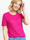 Tee-shirt femme en lin rose vif