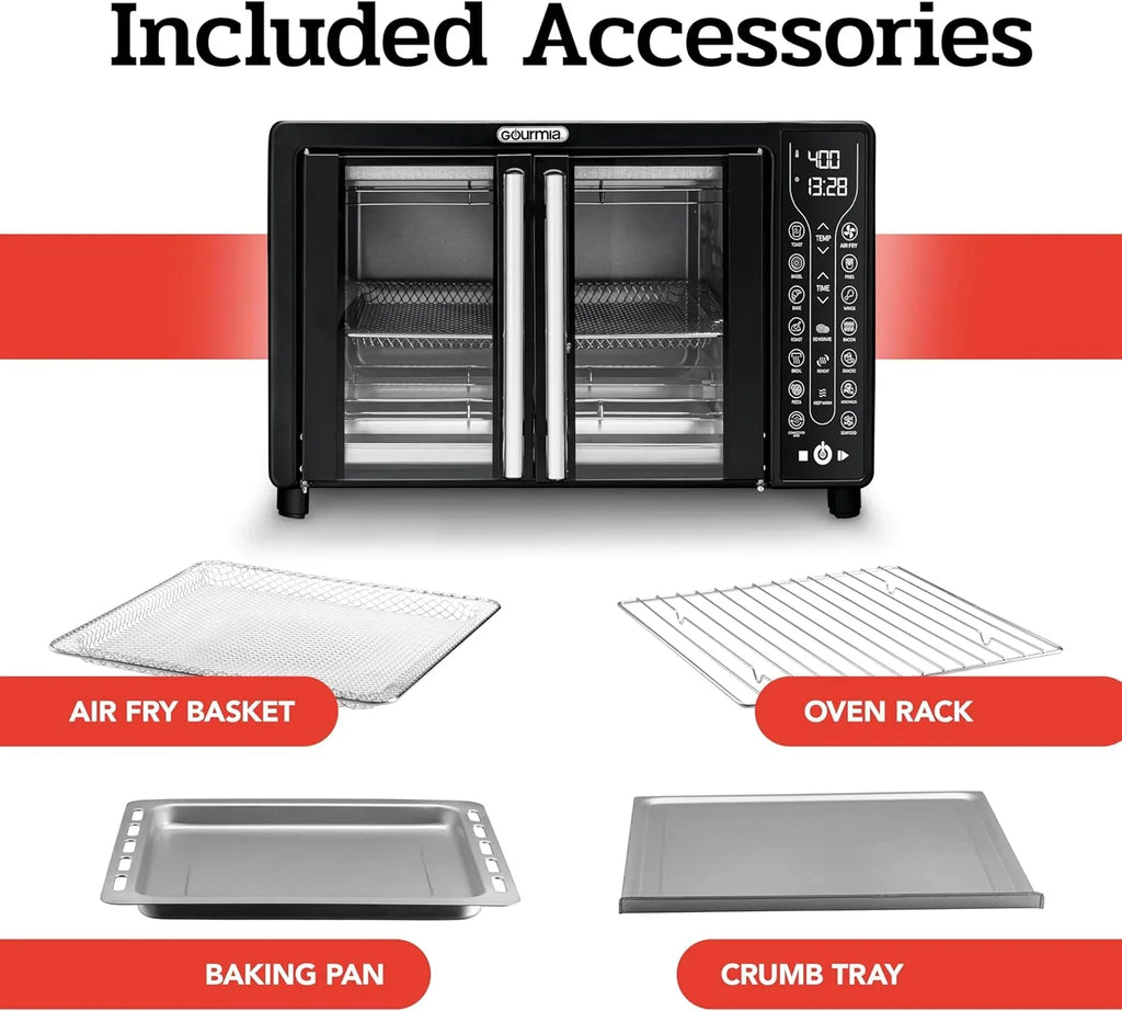 Gourmia Oven Air Fryer Combo with 17 Cooking Presets 24L Capacity Convection Rack