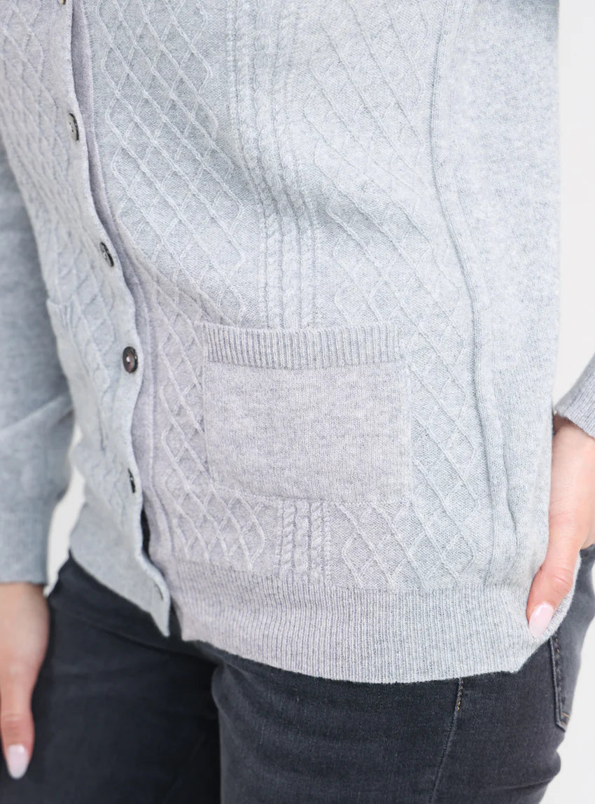 Cardigan femme en cachemire et laine gris
