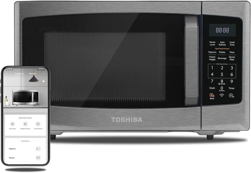 TOSHIBA 4-in-1 ML-EC42P(SS) Countertop Microwave Oven, Smart Sensor, Convection, Air Fryer Combo, Mute Function, Position Memory 13.6′′ Turntable, 1.5 Cu Ft, 1000W, Silver