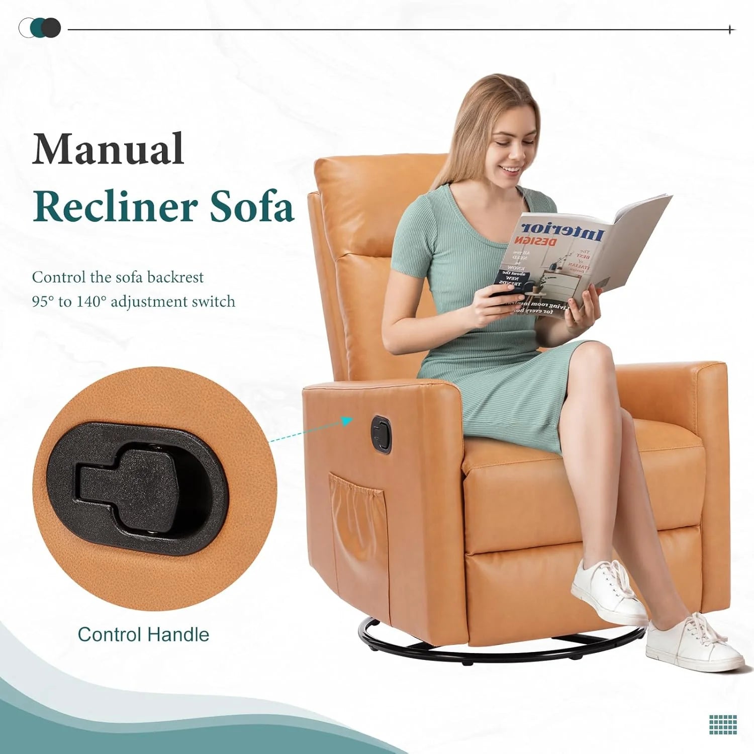 Swivel Rocking Recliner Chair with Extra Large Footrest High Back, Upholstered Glider Nursery Chair for Living Room, Bedroom & Nursery, Comfortable Deep Seat for Relaxation, Grey