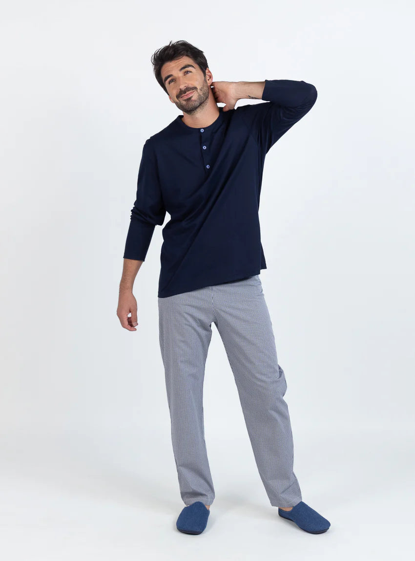 Pyjama homme en coton à carreaux verts