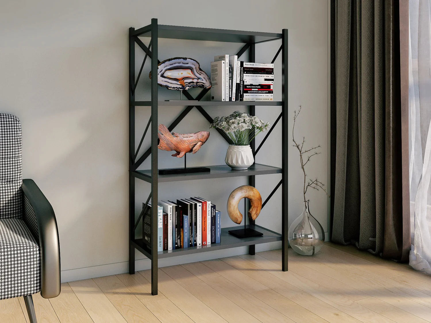 VCM tagre design industriel Insasi, 34 x 66 x 85/121/160 cm