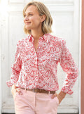 Chemisier imprimé femme en coton liberty rouge cerise