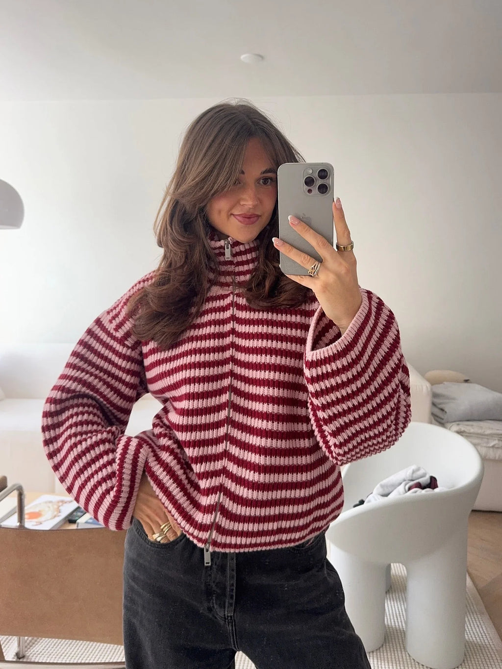 Veste zippée de luxe en laine cachemire