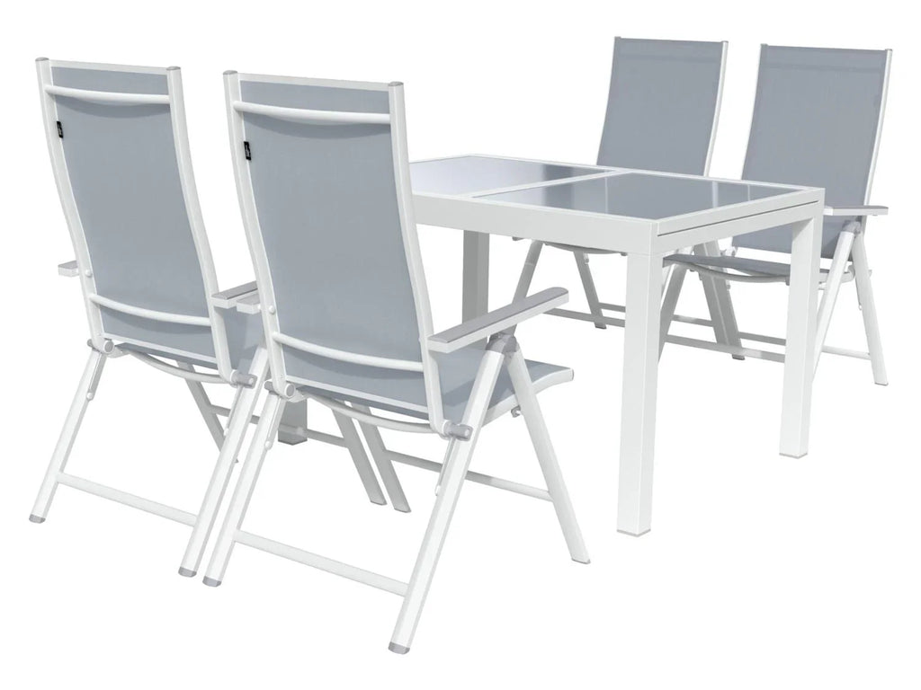 LIVARNO home Ensemble en alu  Houston , 5 pices - table extensible & 4 fauteuils pliants, blanc