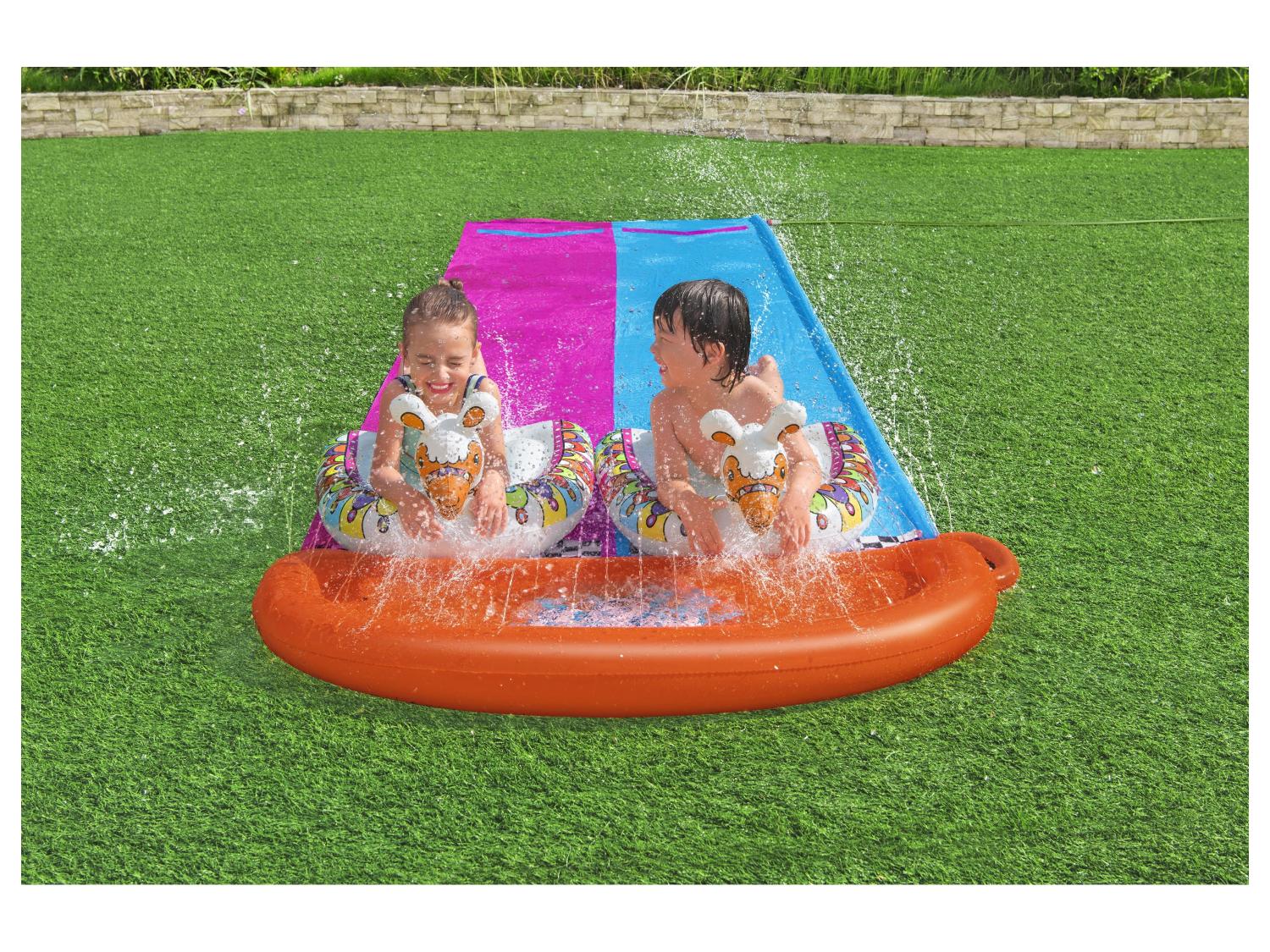 Bestway Double toboggan aquatique avec animaux gonflables, 487 x 138cm