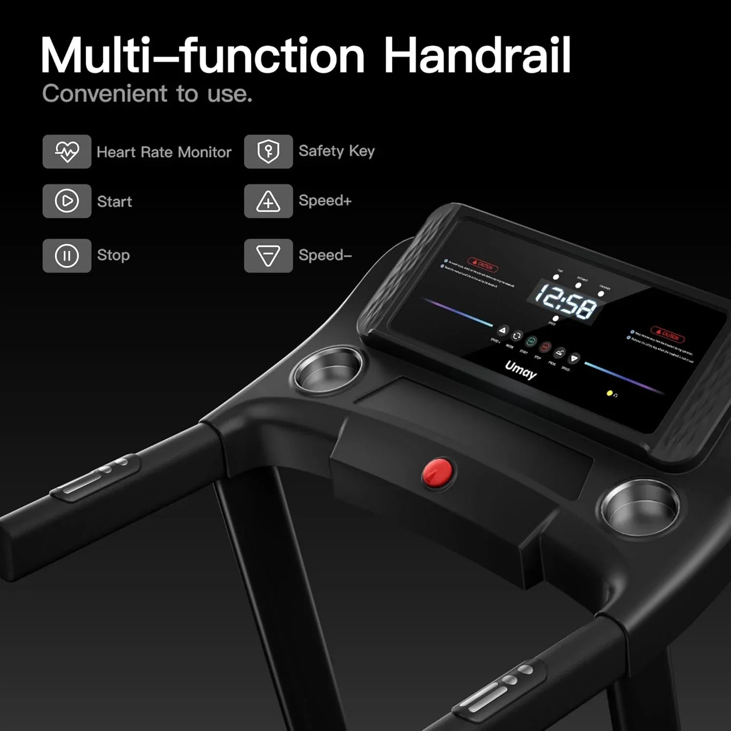 UMAY household folding tilt treadmill with heart rate sensor Low noise